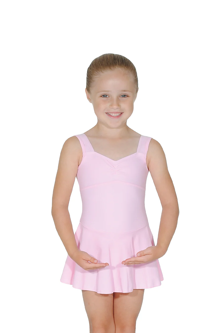 Matte Nylon Lycra Sleeveless Skirted Leotard
